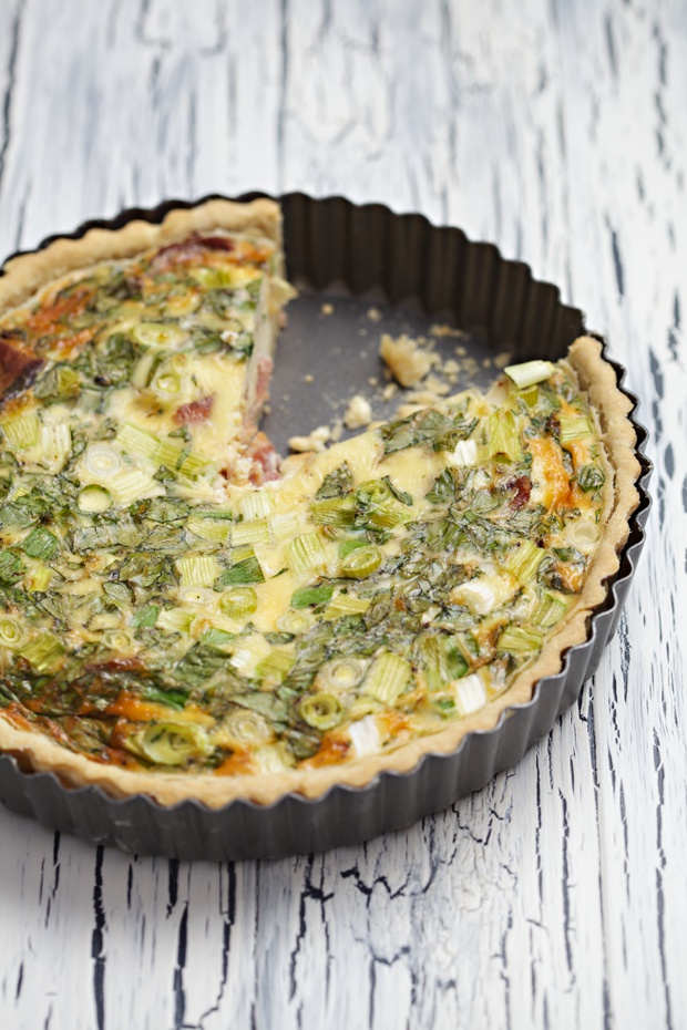 Bacon and Egg Quiche Recipe with green salad and yoghurt dressing | www ...